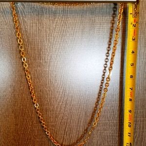 Goldtone chunky Rolo link 36" necklace